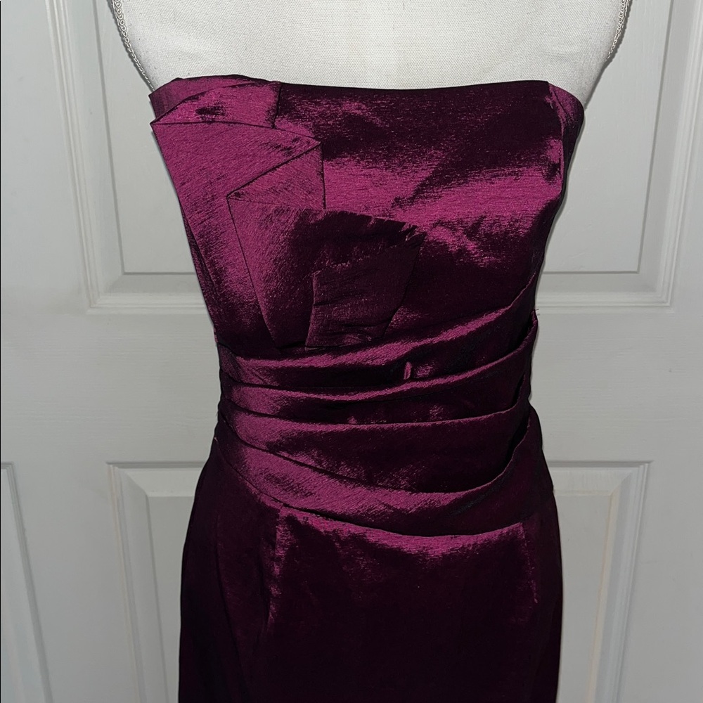 vintage Jessica McClintock dress maxi strapless metallic pleated formal gown - Picture 2 of 8